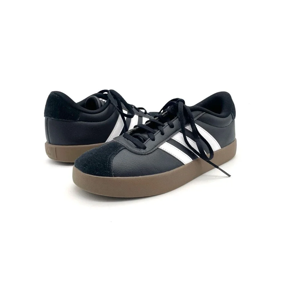 Adidas VL Court 3.0 Big Kids Youth Size 6 Black White Gum Sneakers Shoes